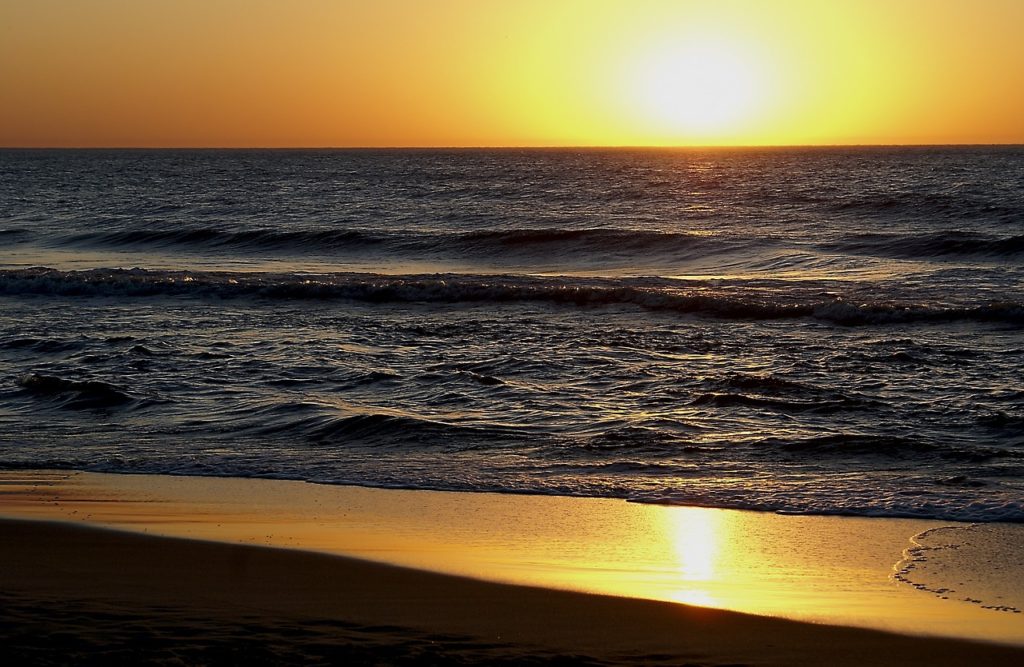 sunset, beach-front view, beach