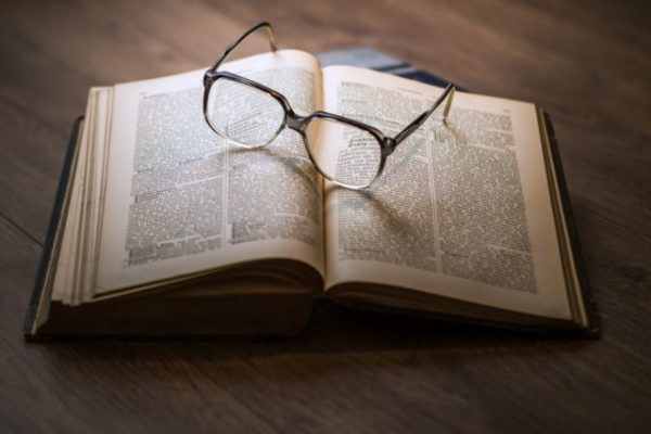 glasses, book, education